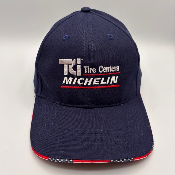 TCI Tire Centers Michelin Red White Blue Patriotic Embroidered Baseball Cap Hat - Picture 1 of 10